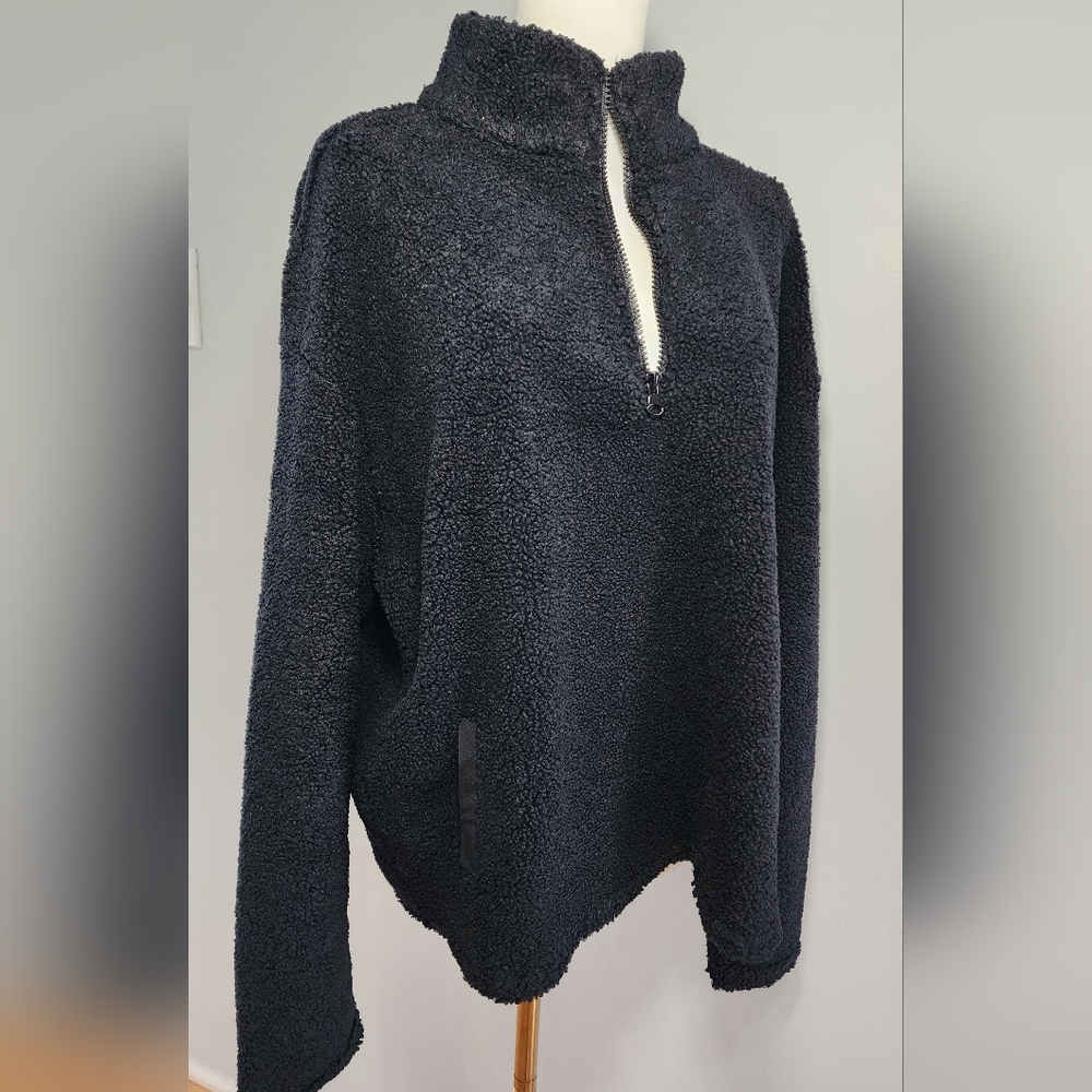 Marika 1/4 Zip Sherpa Pullover Fluffy Fleece Jacket Cozy Coat w/ Pockets Size XL